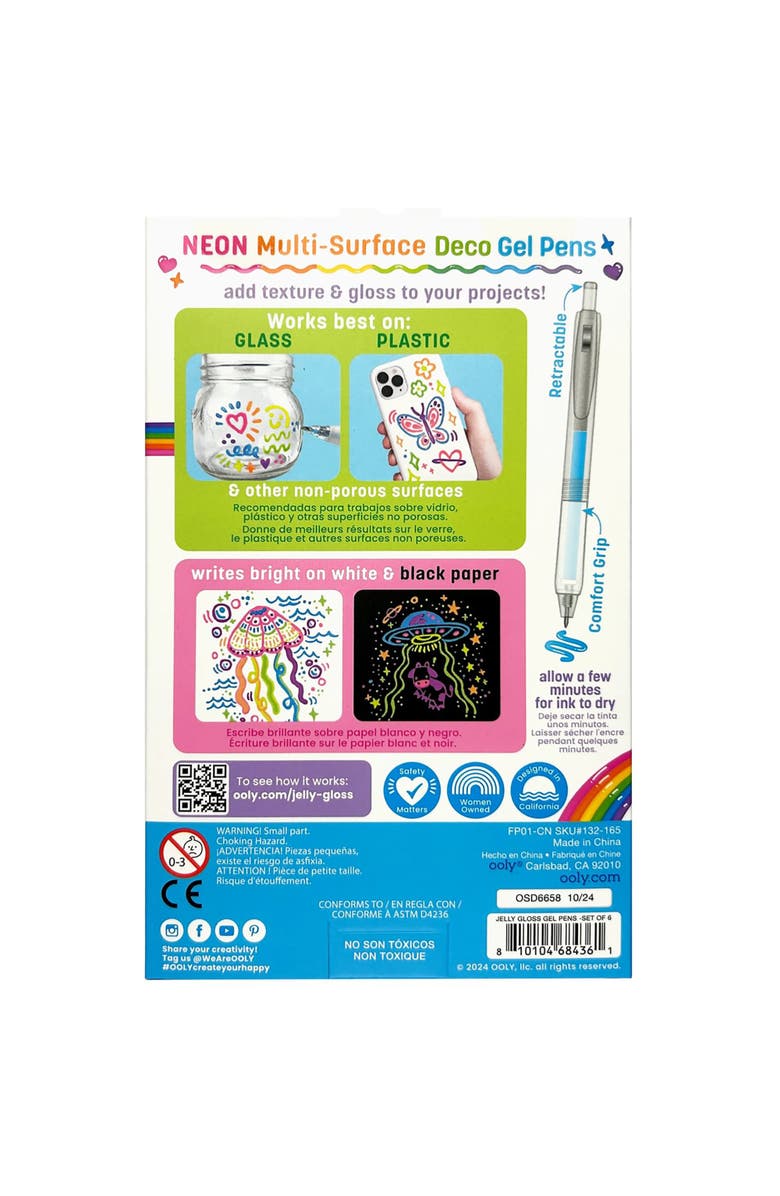 OOLY Jelly Gloss Deco Gel Pens 6 Count Color Set, Alternate, color, Multicolored