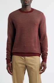 Emporio Armani Geo Jacquard Virgin Wool Blend Crewneck Sweater