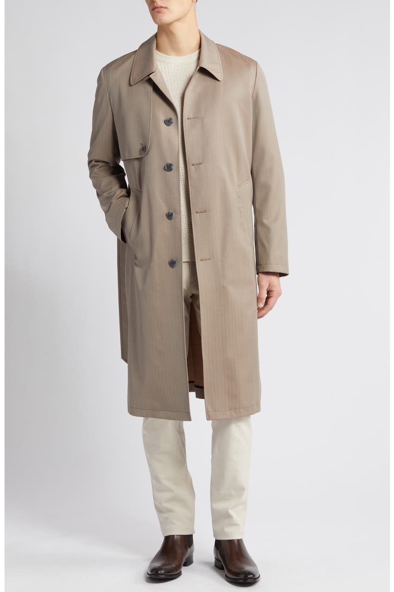 Water Repellent Wool Coat, Main, color, KHAKI HERRINGBONE