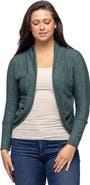 24seven Comfort Apparel Curved Hem Open Front Long Womens Bolero Shrug