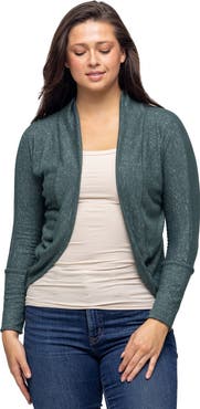 24seven Comfort Apparel Curved Hem Open Front Long Womens Bolero Shrug