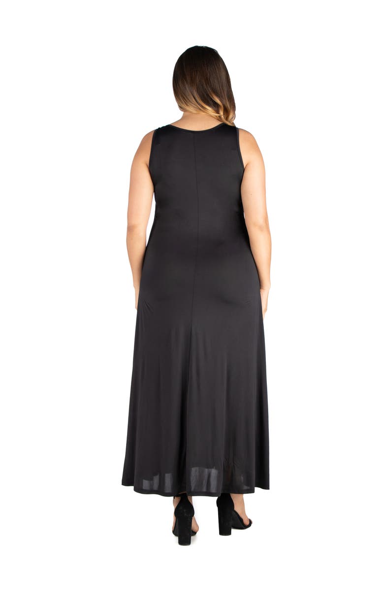 24seven Comfort Apparel Plus Size Scoop Neck Tank A Line Maxi Dress, Alternate, color, Black