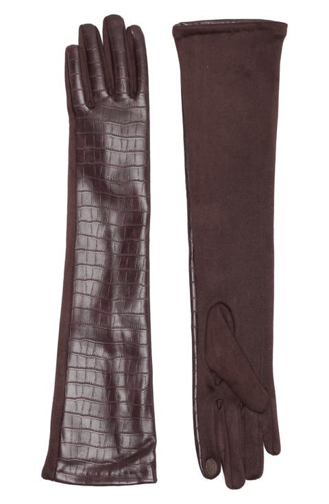 Croc Embossed Long Stretch Gloves
