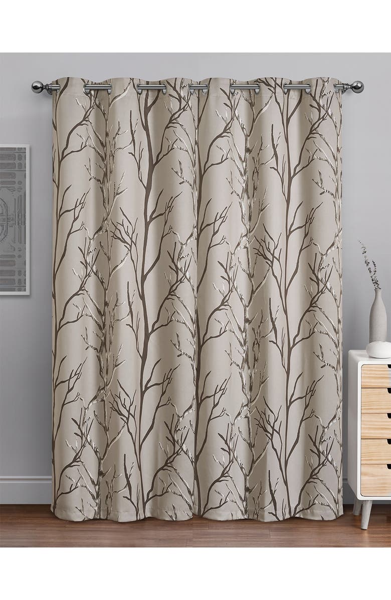 VCNY HOME Kingdom Branch Blackout Curtain Panel - Brown, Main, color, Brown