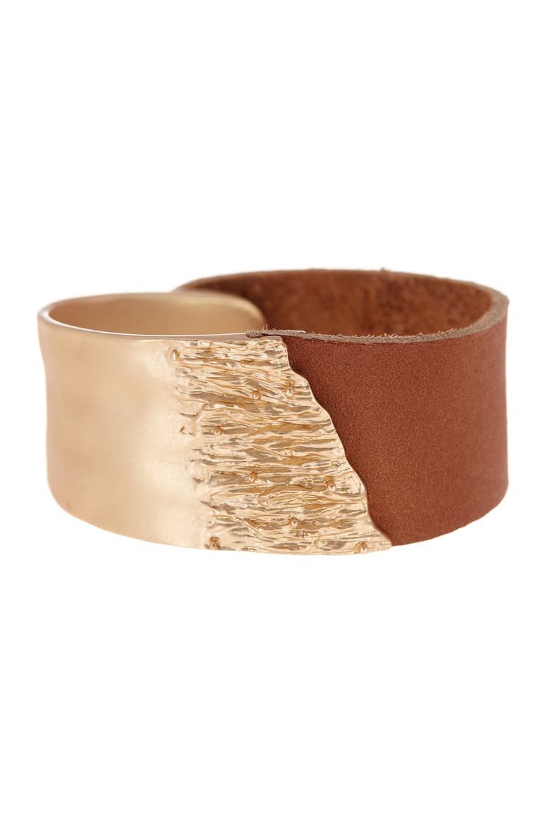 Camel Wild Ways Genuine Leather Bracelet, Main, color, BROWN