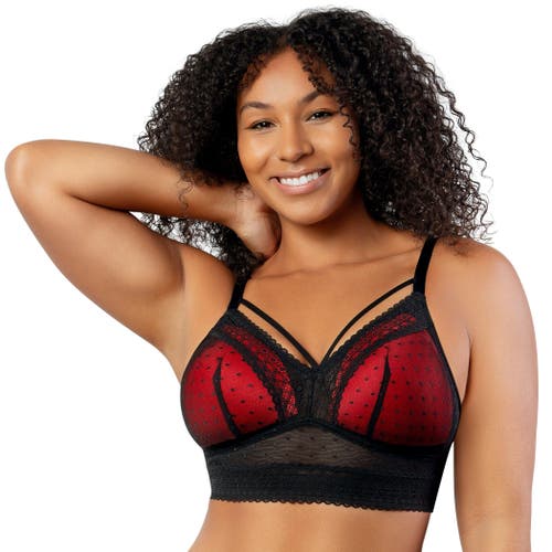 Parfait Mia Dot Wire-free Padded Mesh Bralette In Black
