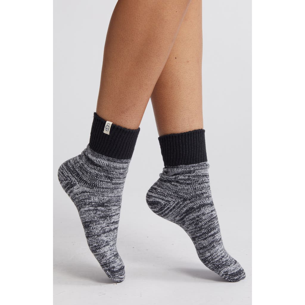 Ugg(r) Rib Slouchy Quarter Socks In Black