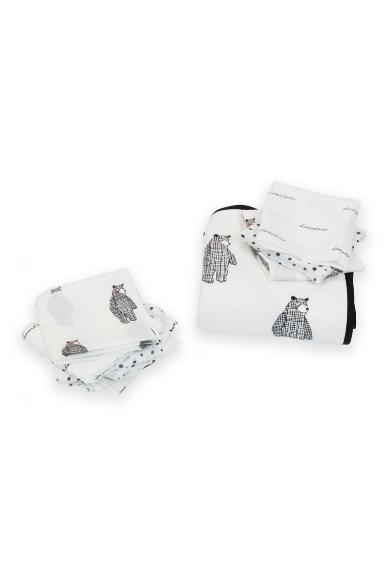 Hooded Towel & Muslin Cloth Set, Main, color, BIG BEAR