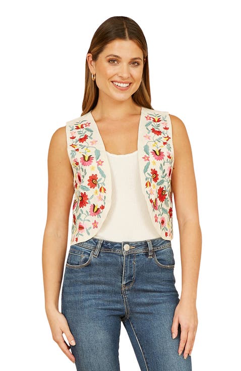 Folk Embroidered Cotton Waist Coat