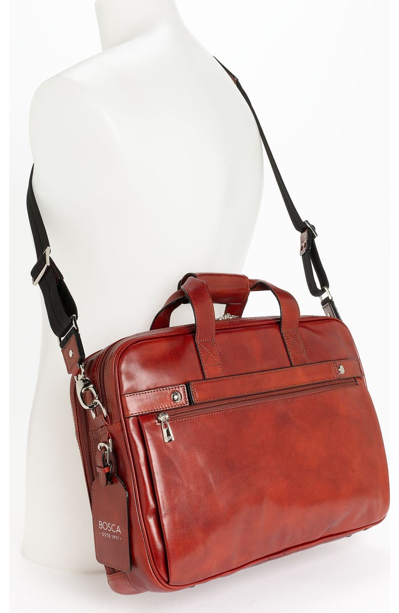 Bosca Double Compartment Leather Briefcase, Alternate, color, Cognac