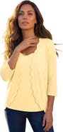 Roaman's Scalloped Cardigan And Tank Set