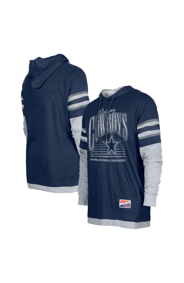 New Era Men's New Era Navy Dallas Cowboys Twofer Long Sleeve Hooded T-Shirt, Main, color,