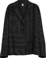 TOTEME Monogram Embroidered Organic Silk Pajama Top