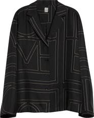 TOTEME Monogram Embroidered Organic Silk Pajama Top