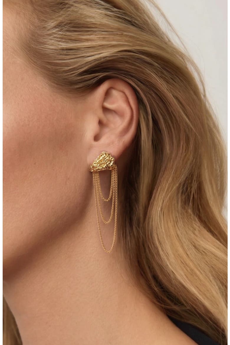 Atagi Face On Chain Stud Earrings In Gold, Alternate, color, Gold