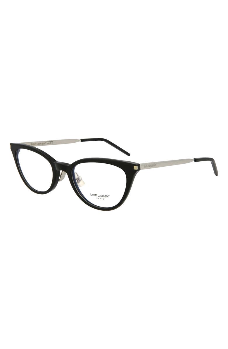 Saint Laurent 49mm Cat Eye Optical Frames, Alternate, color,