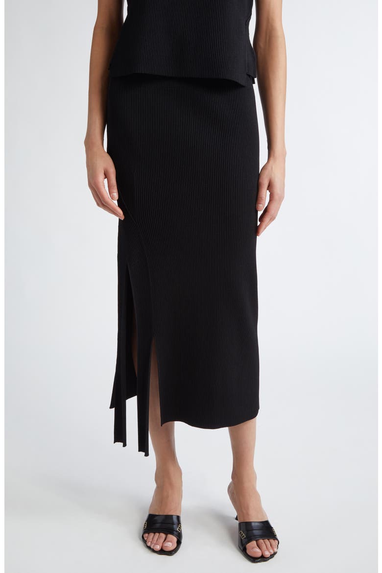 Multislit Rib Midi Skirt, Main, color, BLACK