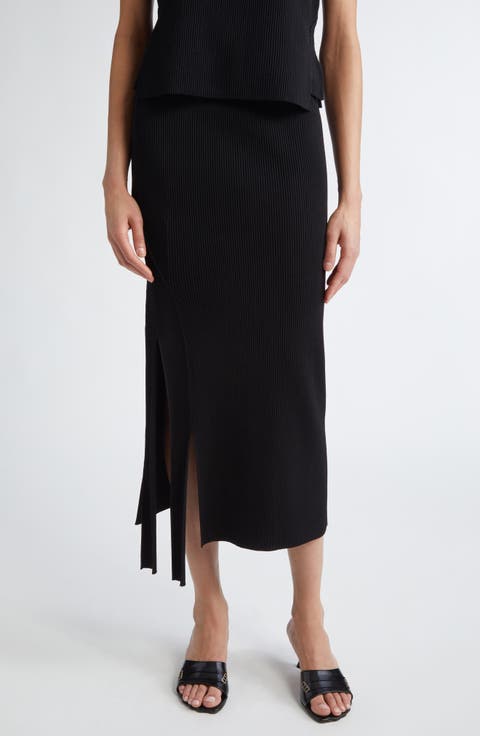 Multislit Rib Midi Skirt