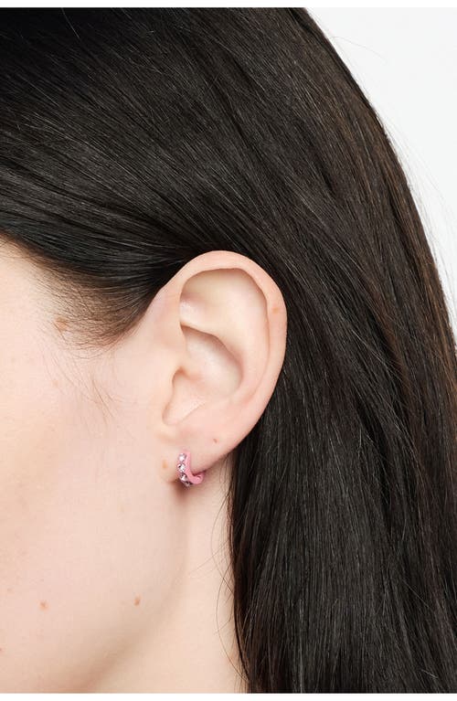 Bimba Y Lola Mini Hoop Earrings With Crystals In Pink