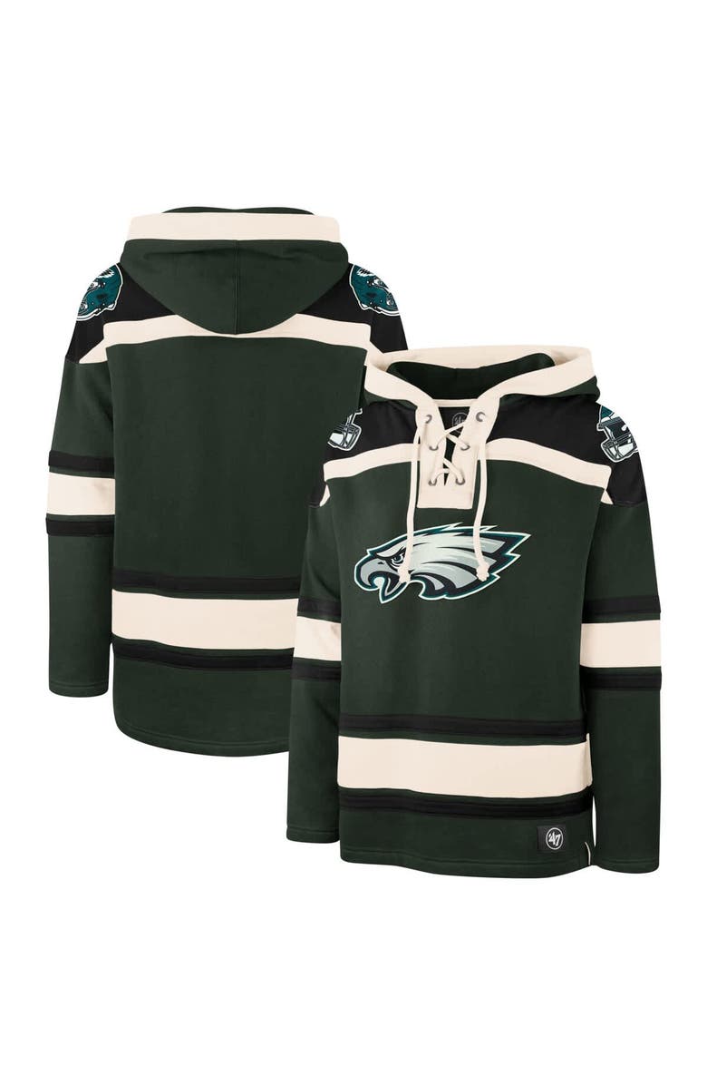 '47 Men's '47 Midnight Green Philadelphia Eagles Superior Lacer Pullover Hoodie, Alternate, color, Green