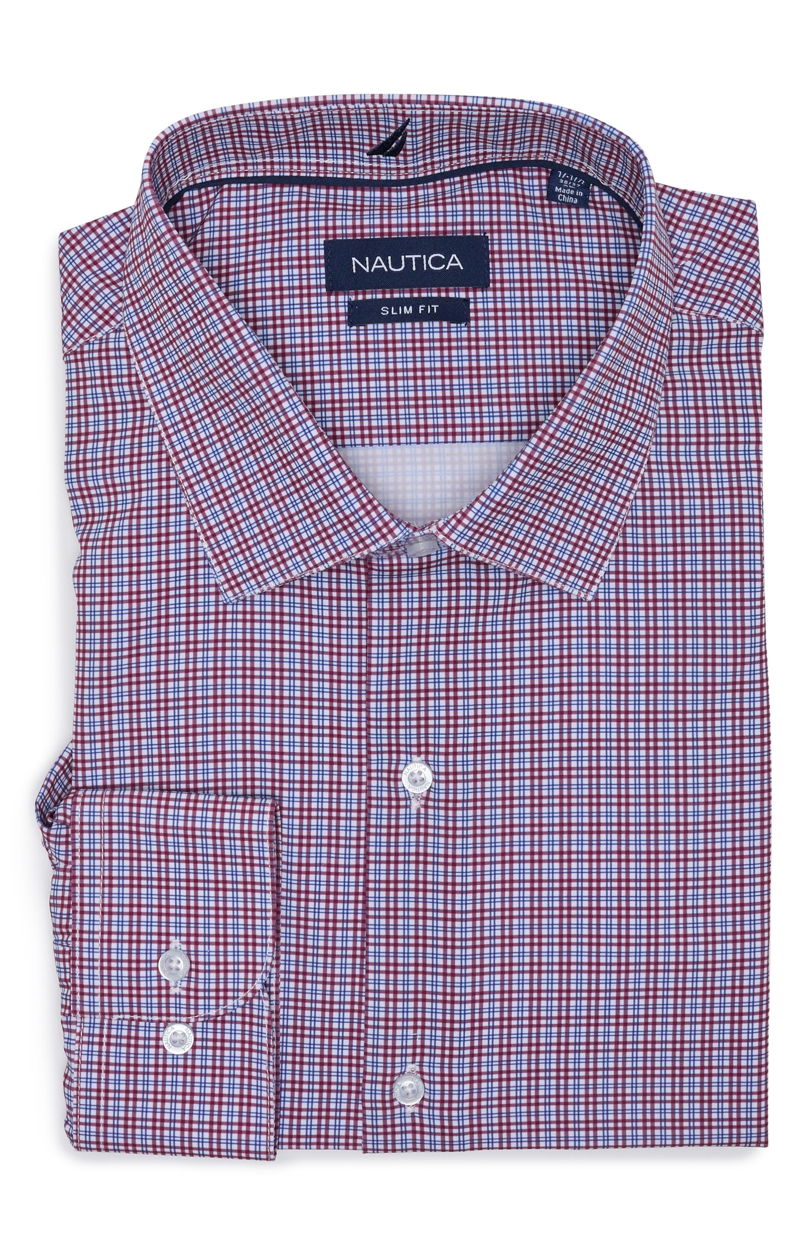 Windowpane Trim Fit Stretch Button-Up Shirt