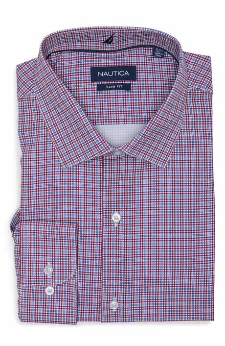 Windowpane Trim Fit Stretch Button-Up Shirt