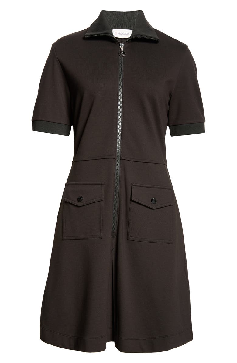 Moncler Zip Front Piqué Knit Polo Dress, Alternate, color,