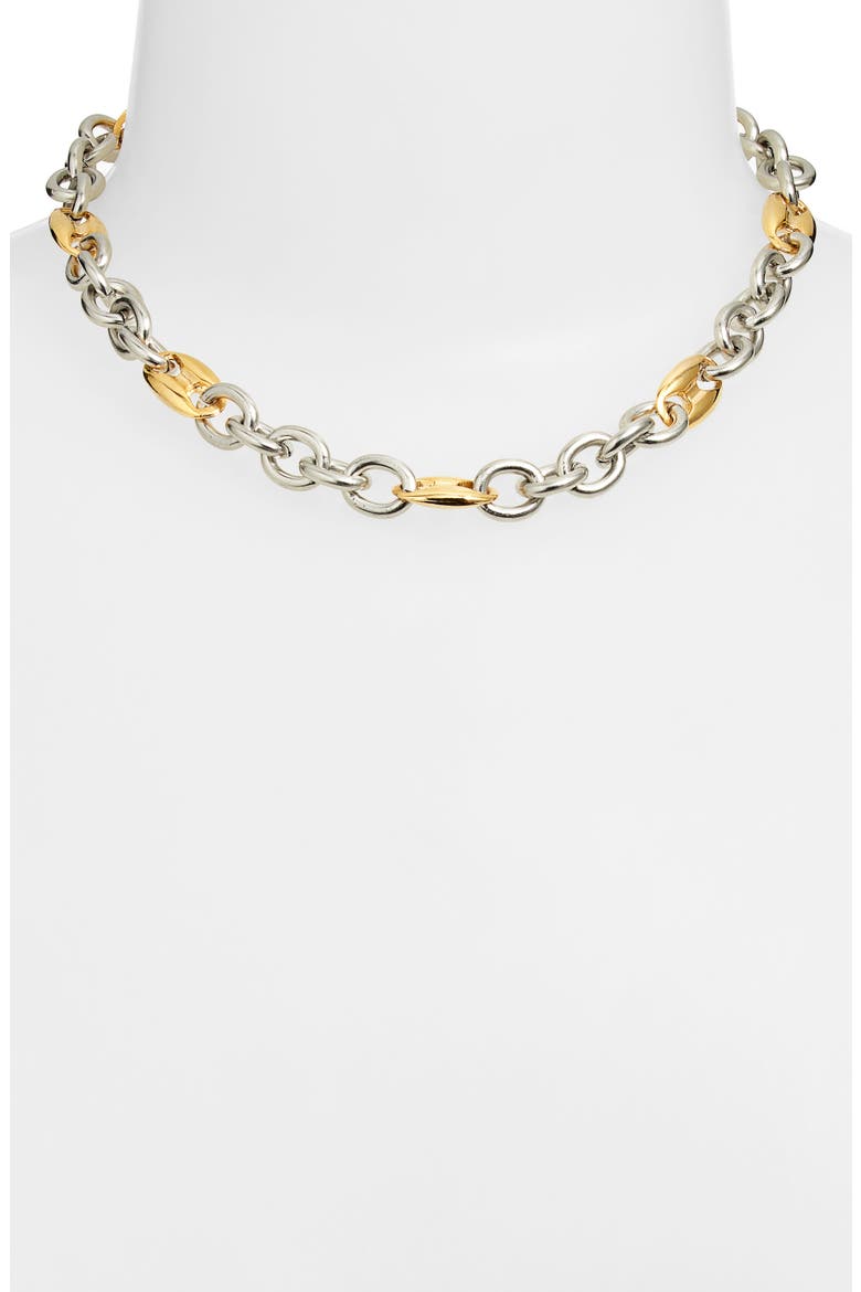 Duotone Mariner Link Necklace, Alternate, color, GOLD/ SILVER