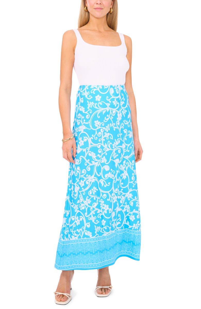Vince Camuto Floral Print Maxi Skirt, Alternate, color, Poolside