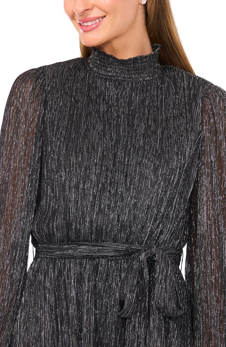 Halogen<sup>®</sup> Metallic Long Sleeve Minidress, Alternate, color, Black/ Silver