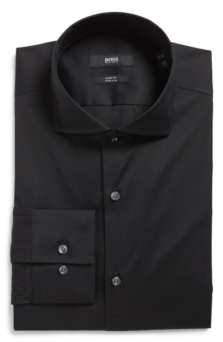 BOSS Jason Slim Fit Solid Cotton Blend Dress Shirt, Main, color,