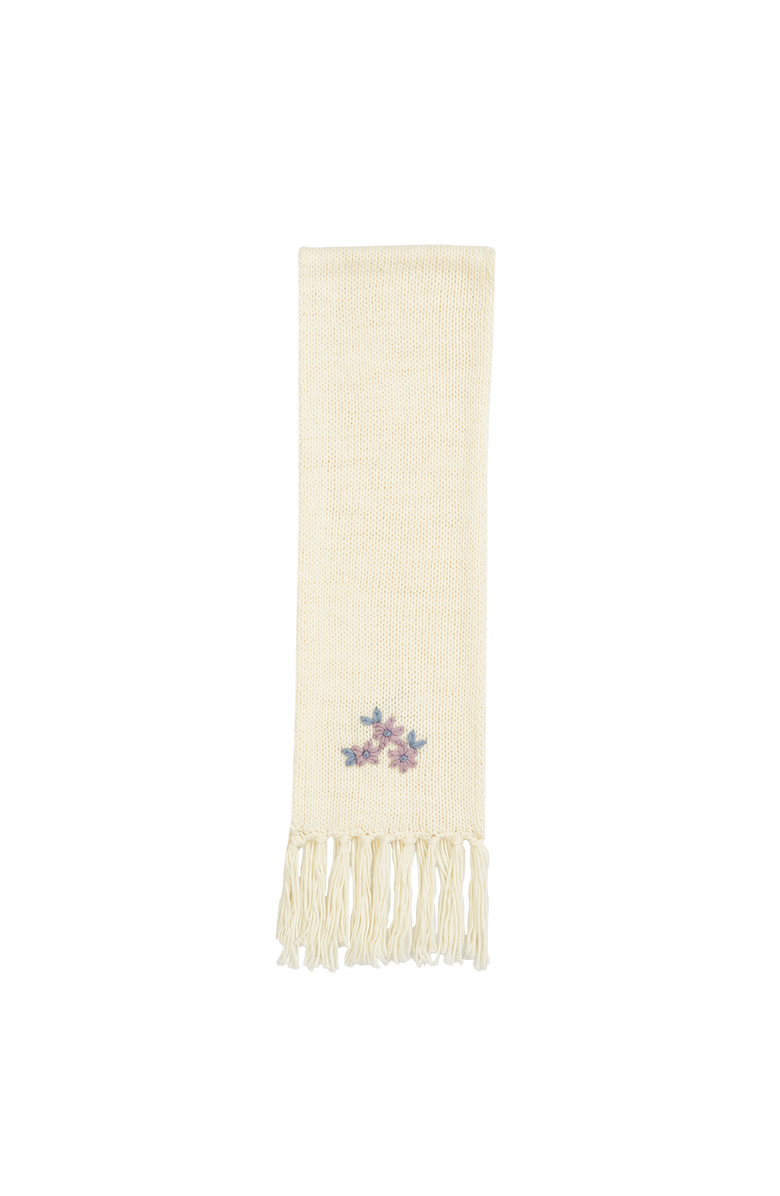 Fable England Forget-Me-Not Knitted Scarf, Alternate, color, Cream