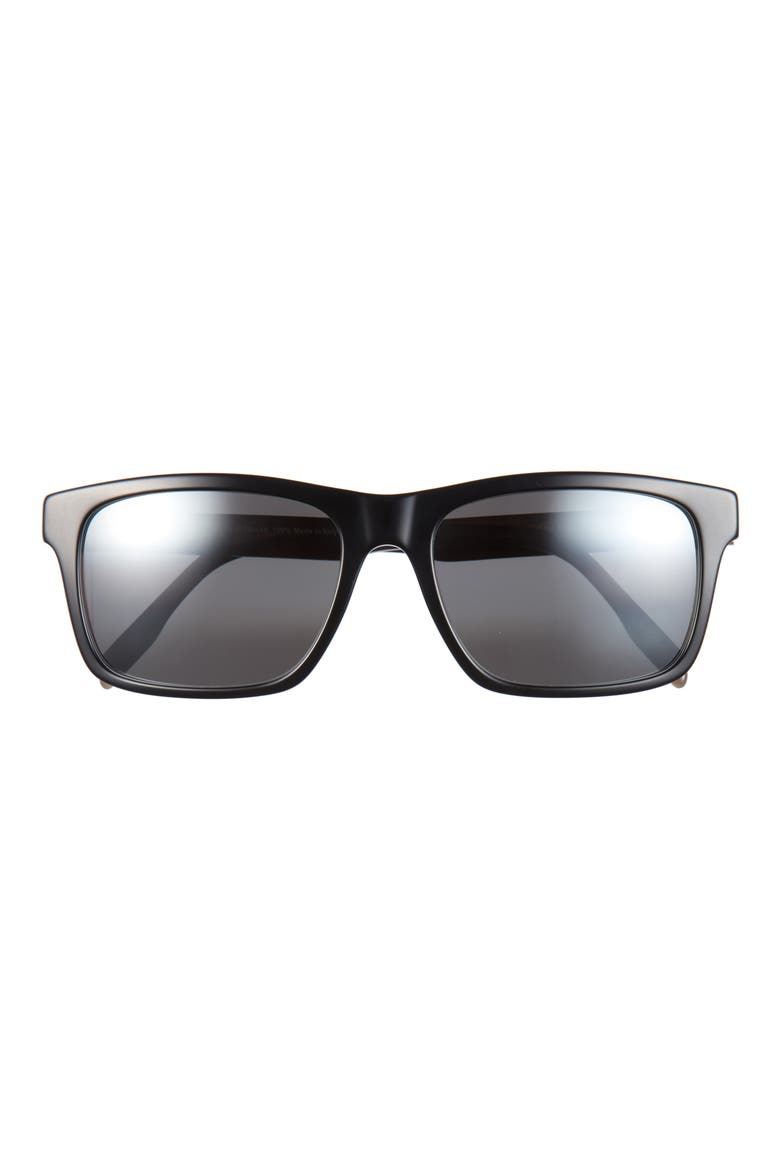 Waipio Valley 56.5mm Polarized Square Sunglasses, Main, color, BLACK BLACK GREY