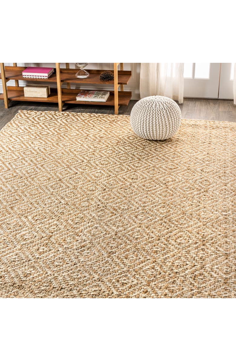 JONATHAN Y Hira Hand Woven Diamond Chunky Jute Area Rug, Alternate, color, Natural