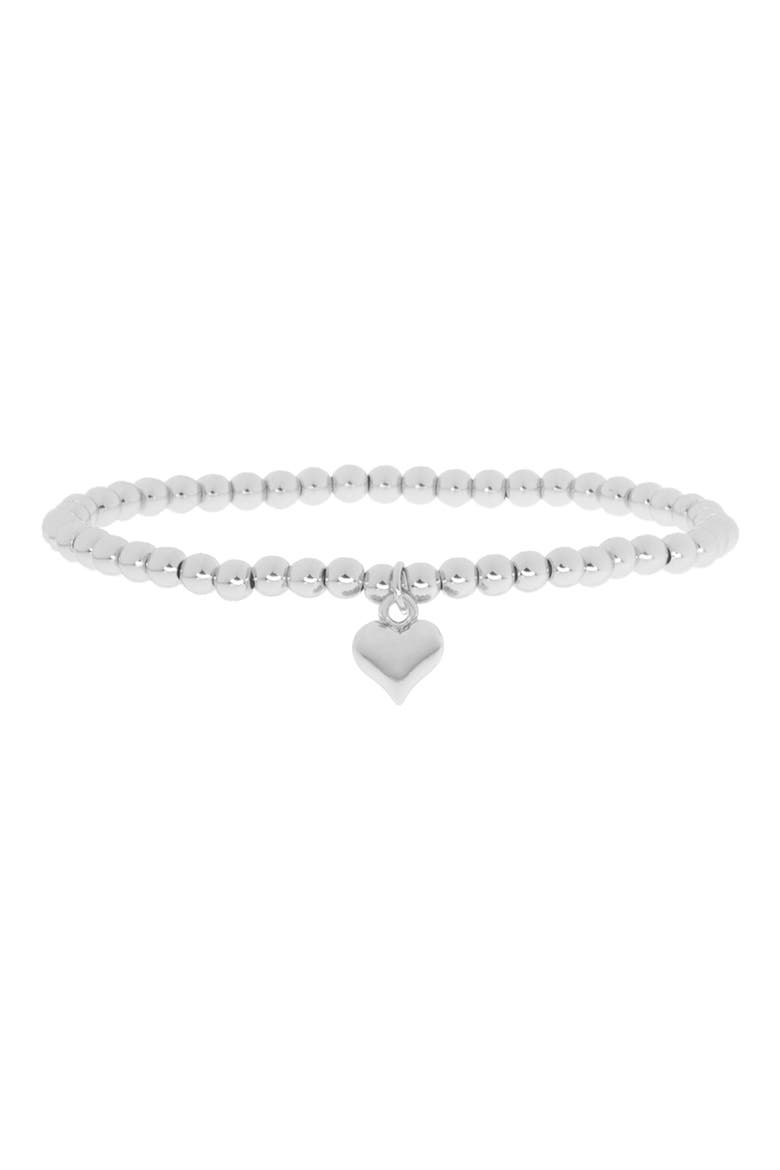 Heart Charm Ball Chain Stretch Bracelet, Main, color, SILVER