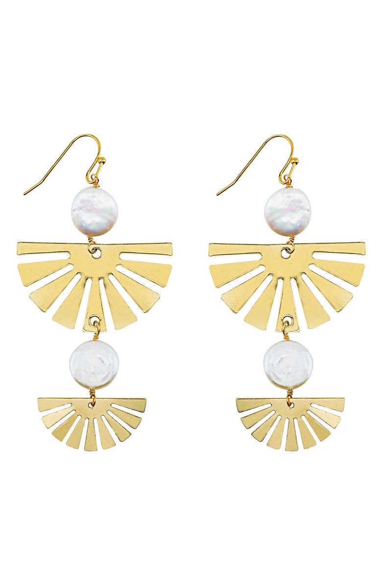 Panacea Freshwater Pearl Fan Drop Earrings, Main, color, 