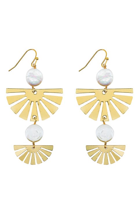 Freshwater Pearl Fan Drop Earrings