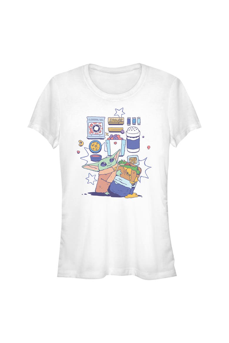 Junior's Star Wars The Mandalorian and Grogu The Child Enjoy Your Meal  Graphic T-Shirt, Main, color, White