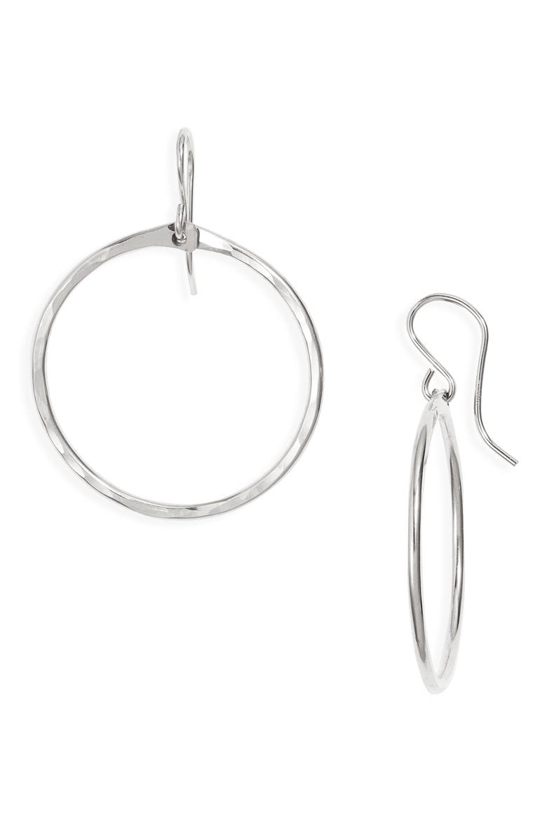 Signature Small Hammered Hoop Earrings, Main, color, STERLING SILVER