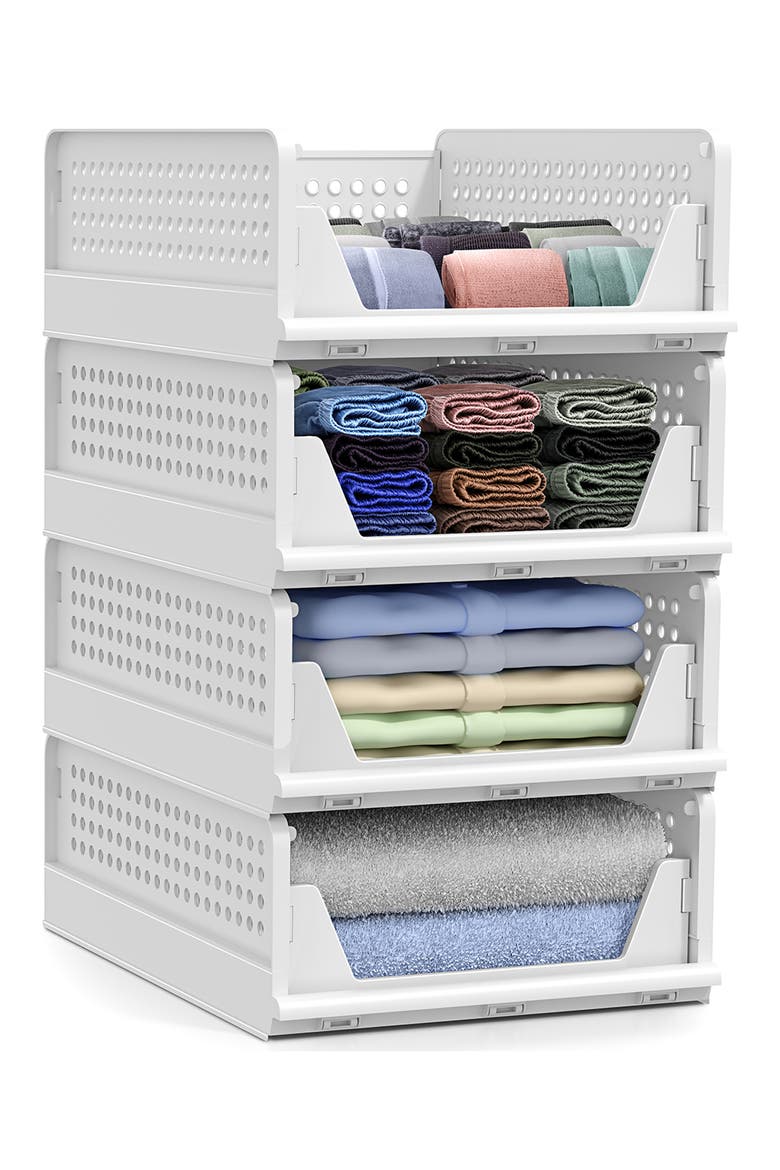 4-Tier Small Open Front Storage Bins, Alternate, color, WHITE