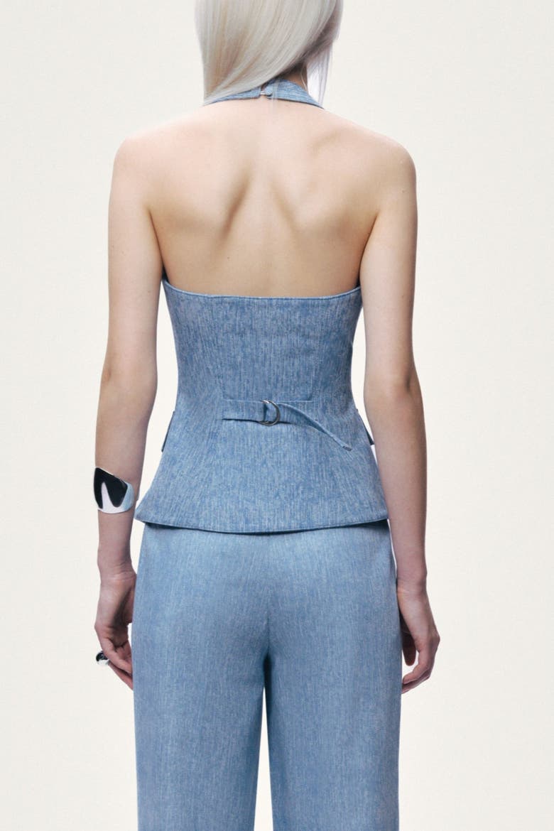 Embellished Halter Neck Bustier Top, Alternate, color, Blue