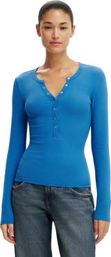 Cotton On Women's Blake Rib Henley Long Sleeve