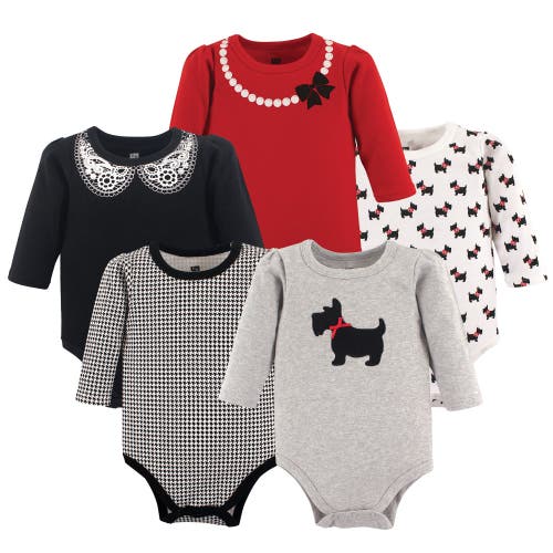 Hudson Baby Soft Cotton Long-sleeve Bodysuits In Gray