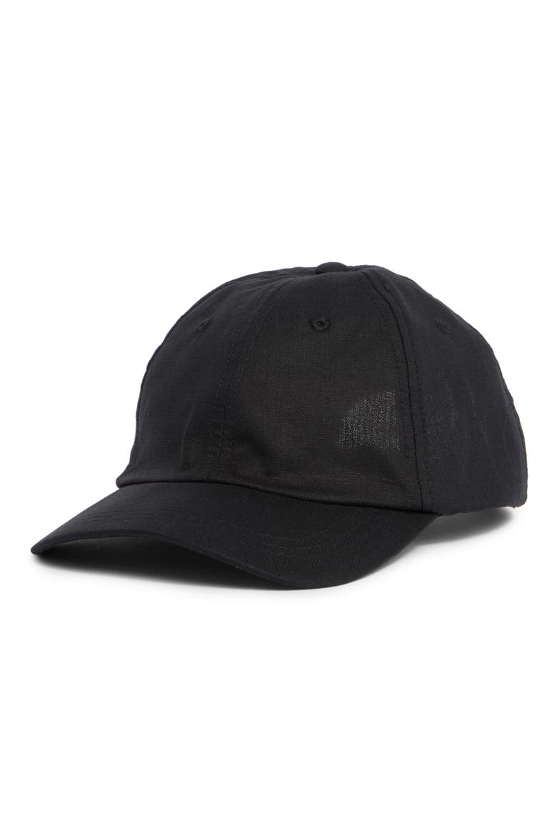 Linen & Cotton Blend Baseball Cap, Main, color, BLACK