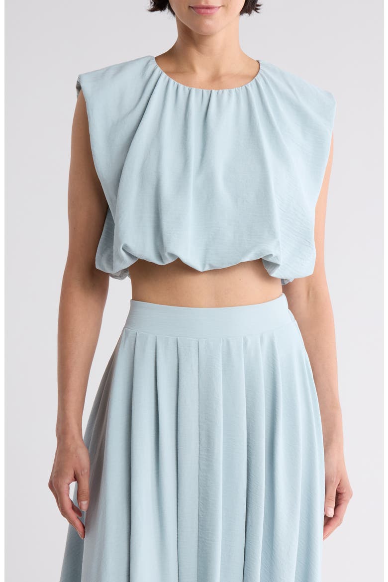 Sleeveless Blouson Crop Top, Main, color, LIGHT BLUE
