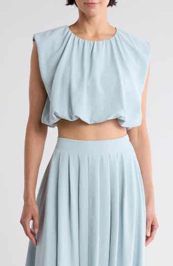 Blu Pepper Sleeveless Blouson Crop Top