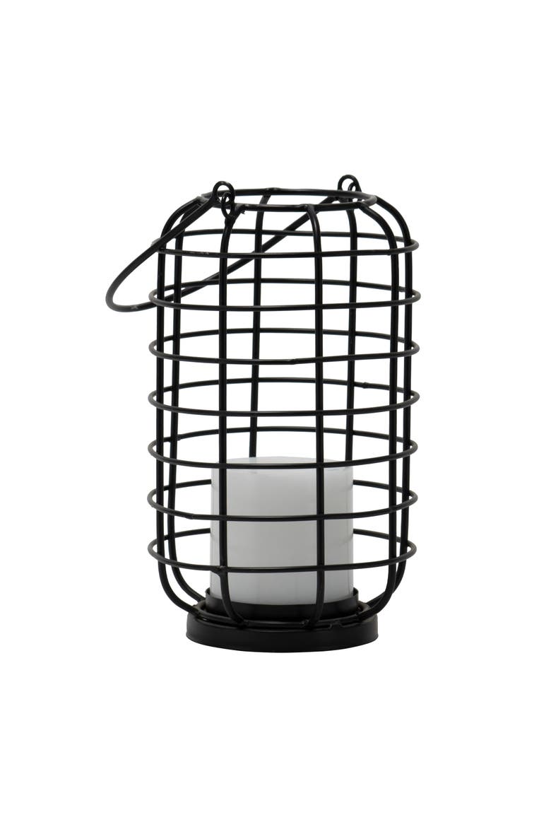 Black Round Metal Wire Pillar Candle Holder with Handle, Main, color, Black