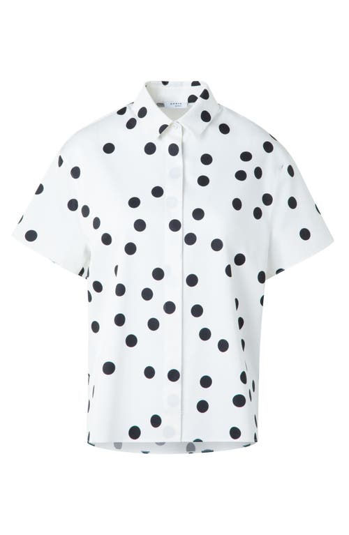 Akris Punto Polka Dot Ruffle Cotton Poplin Shirt
