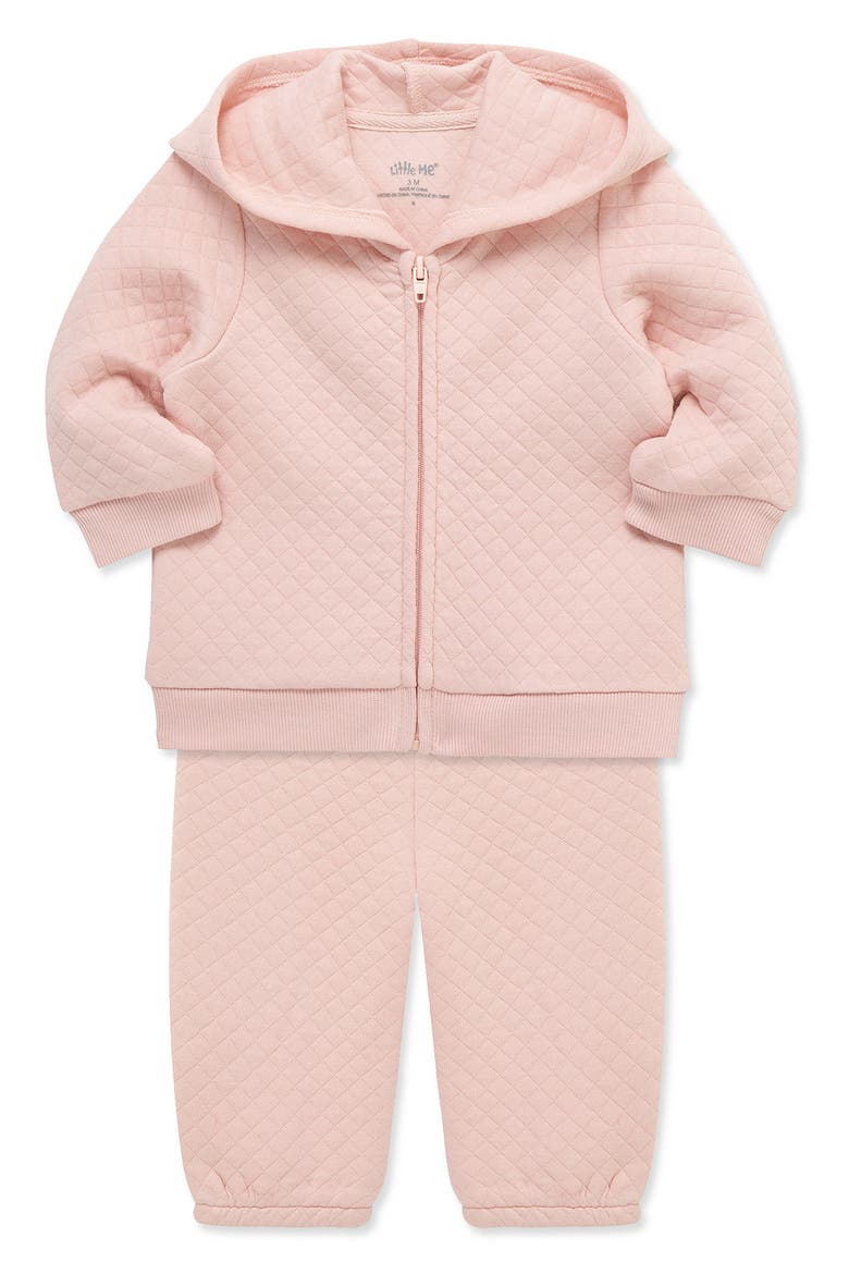 Quilted Full Zip Hoody & Sweatpants Set, Alternate, color, MEDIUM PINK