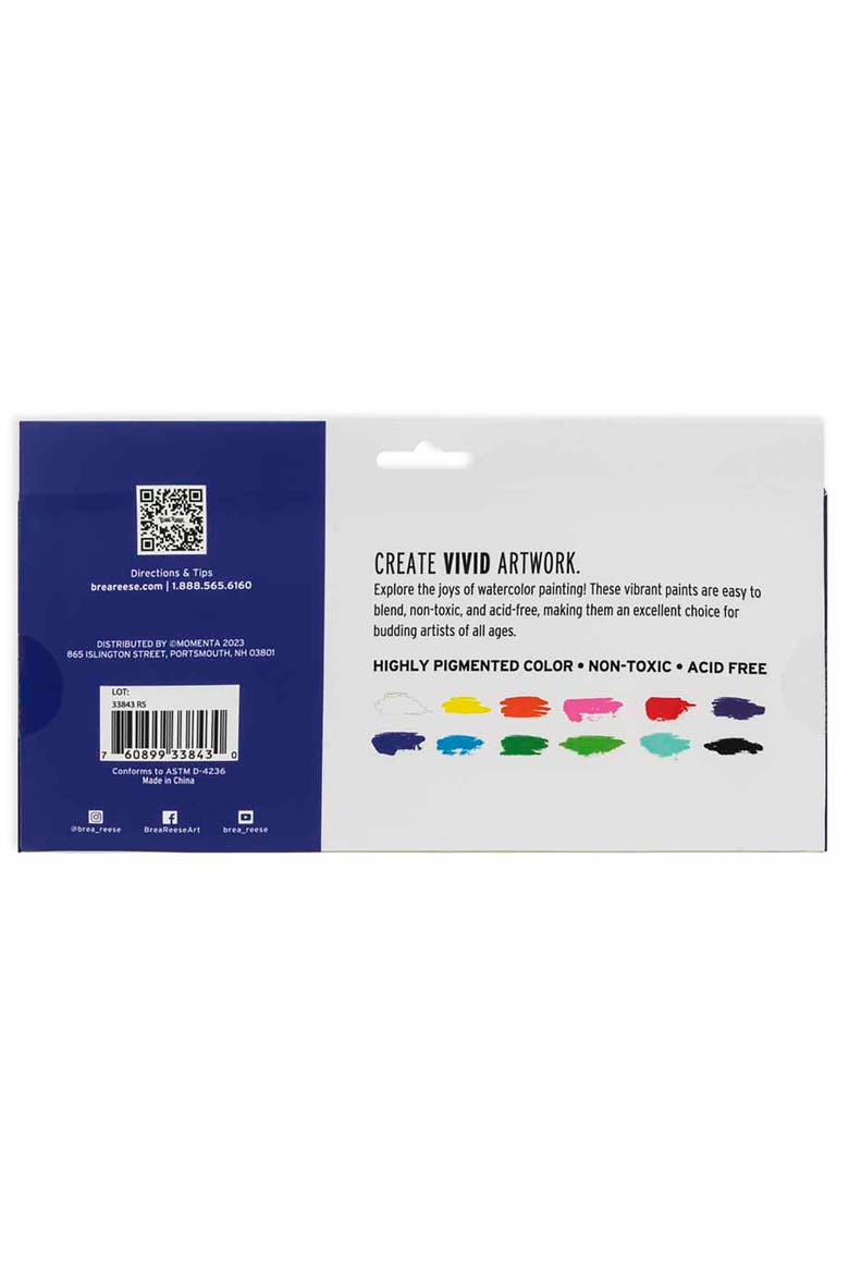 Professional Watercolor Paint Set 12 Tubes, Alternate, color, Multicolored